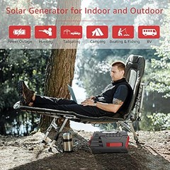 Red Portable Power Station 296Wh Outdoor Solar Generator Backup Battery