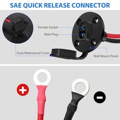 2PCS SAE Power Socket Sidewall Port to O Ring Quick Connector, SAE 2FT 10AWG