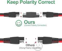 12Ft SAE Extension Cable 16AWG Quick Disconnect for Automotive Solar Panel