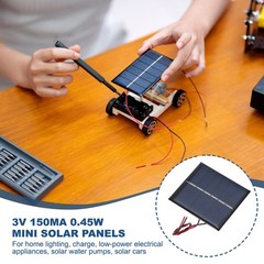 5 Pieces Mini Solar Panels 3V 0.45W 150mA with 2 Cables, 60x55mm for