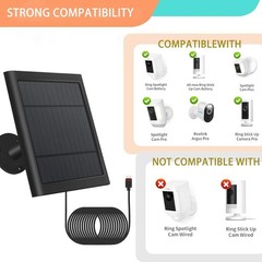 Solar Panel for Ring Cam Plus/Pro – 360° Rotatable Bracket