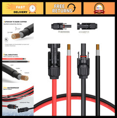 20FT 10AWG Solar Extension Cable Kit – Male & Female Connectors, Adaptor Tool