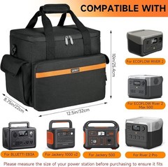 Portable Power Station Carrying Case with Padded Handles & Adjustable Straps