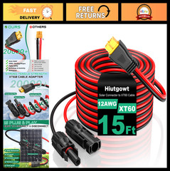 12AWG XT60 Solar Charging Cable 15FT, Solar Connector Adapter for Power Stations