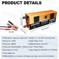 SOECOPO 10000W Solar Power System Kit 12V24V to 110V220V Inverter Flexible Panel