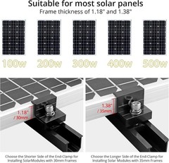Solar Panel Mounting Brackets, Included 10 X 4.72 in Rails + 4 End Clamps + 6 Ce