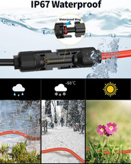 10Ft 10AWG Solar Panel Extension Cable 6Mm² One-Piece Solar Cable with Male and