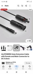 ALLPOWERS Solar Extension Cable with Female and Male Connector to DC 5.5mm