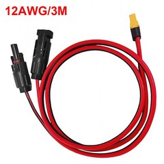 10ft XT60 Female to Solar Connector Solar Panel Extension Charging Cable 12 AWG