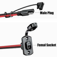 SAE Quick Connector Harness 1FT 12AWG Type 2 Male Plug to Female Adapter