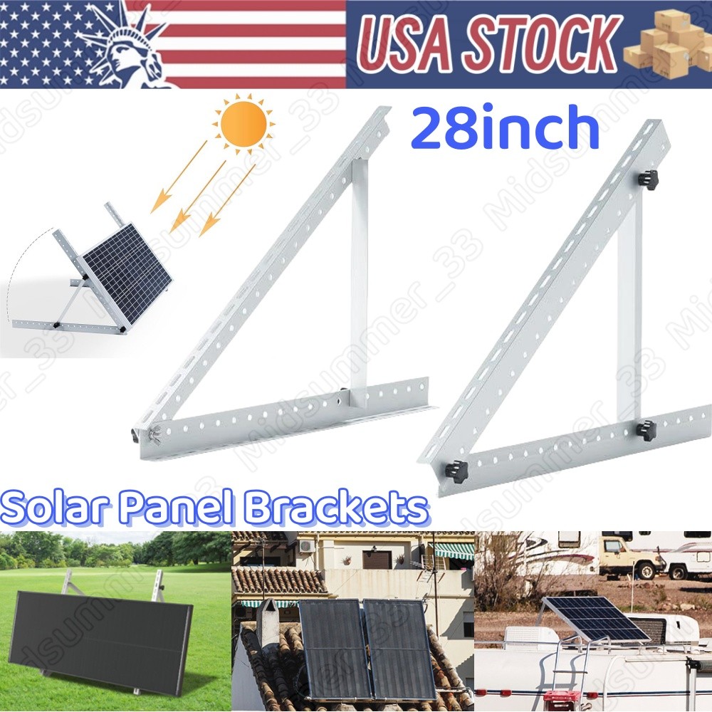 28″ Solar Panel Tilt Mount Brackets Boat RV Roof Flat Surface Adjustable Frame