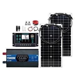 15000W Solar System Kit 100A Controller DC12V AC 110V 220V 2pcs Flexible PanelC1