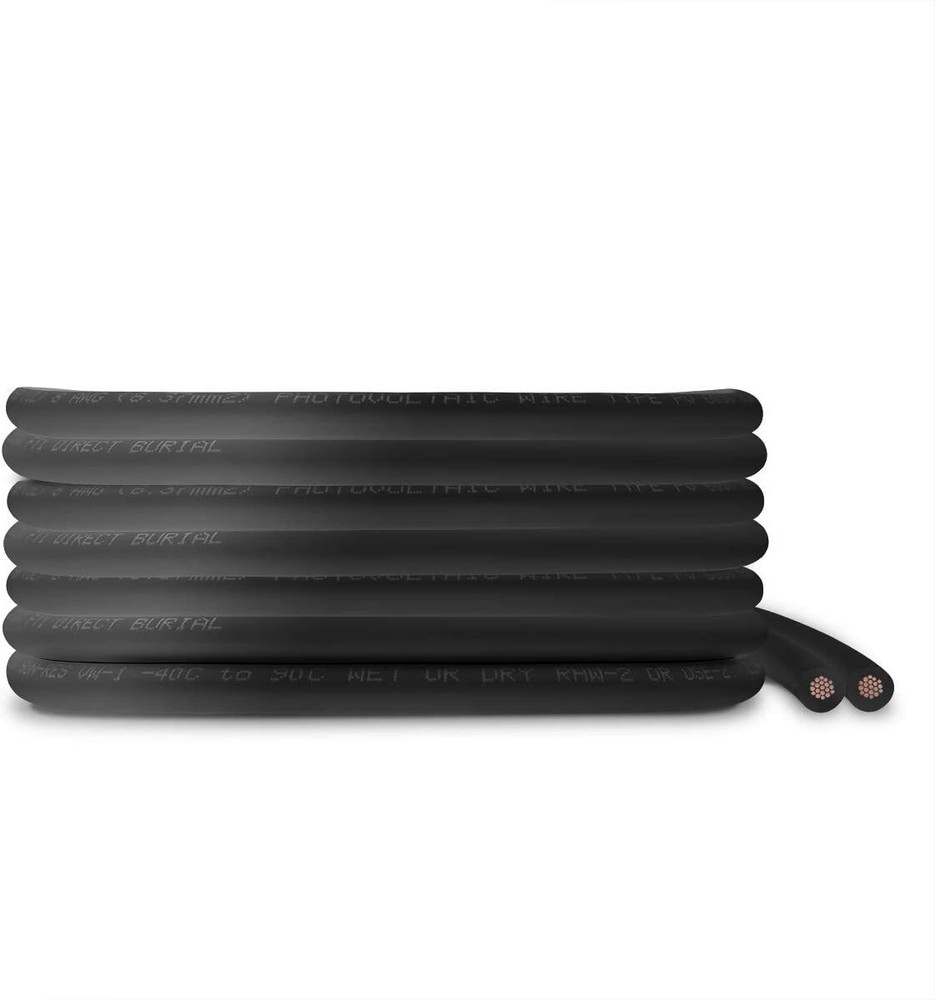8 AWG Solar Panel Wire 60′ Power Cable UL 4703 Copper MADE IN USA PV Gauge Black