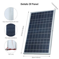 30W 12V Solar Panel Portable Power Trickle Battery Charger Maintainer Waterproof