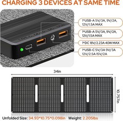 Portable Lithium-Ion Battery Pack with Solar Panel`/