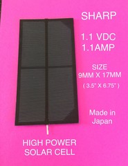 Sharp Solar Cell Module NEW 1.1VDC 1.1AMPS, MADE IN JAPAN EXCELLENT HIGH QUALITY