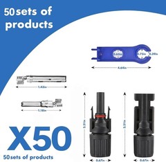 100 PCS Waterproof Solar Panel Connectors, Rated – 50 Pairs for 30A Systems