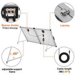 Dokio 160W 18V Portable Foldable Glass Solar Panel Suitcase Kit plug and play