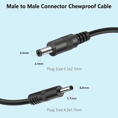 Anti Chew DC Power Cord 5.5×2.1mm to 4.0×1.7mm – Compatible with Tactacam Reveal