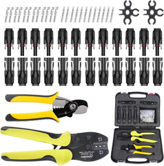 Solar Crimper Stripper Tool Kit for Solar Panel,With 12 Pairs Solar Connectors,2