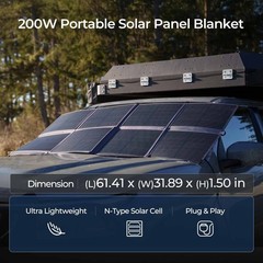 Renogy 200W Portable Solar Panel Blanket For Power Station Generator RV SUVTruck