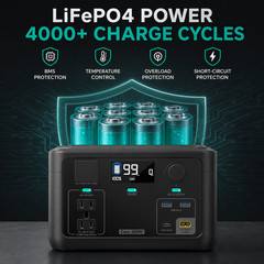 300W 600W Peak Portable Power Station 192Wh LiFePO4 Battery 10ms UPS 120V AC
