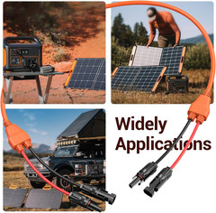 Solar Extension Cable, 14AWG Tinned Copper with Solar Panel Connectors, 12AWG Re