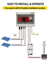 VOU 600V Solar DC PV Combiner Box,2 String Lightning Arrester Connector On/Off