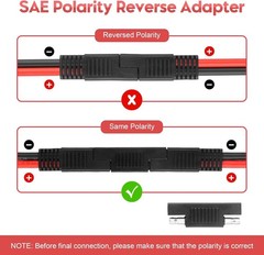 12AWG SAE Y Splitter Extension Cable with SAE Polarity Reverse Adapter 2 FT SAE