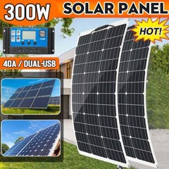 12V 300W Portable Flexible Solar Panel Mono Power RV Camping Home Boat Off-Grid