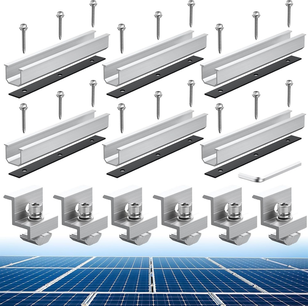 Anbte Solar Panel Bracket Kit, 6 Pcs 7.87 in Aluminium Solar Panel Mounting Rail