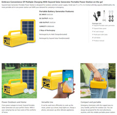 Power Station Solar Panel Included 8000mAh Battery 2 LED Bulbs Fm Radio