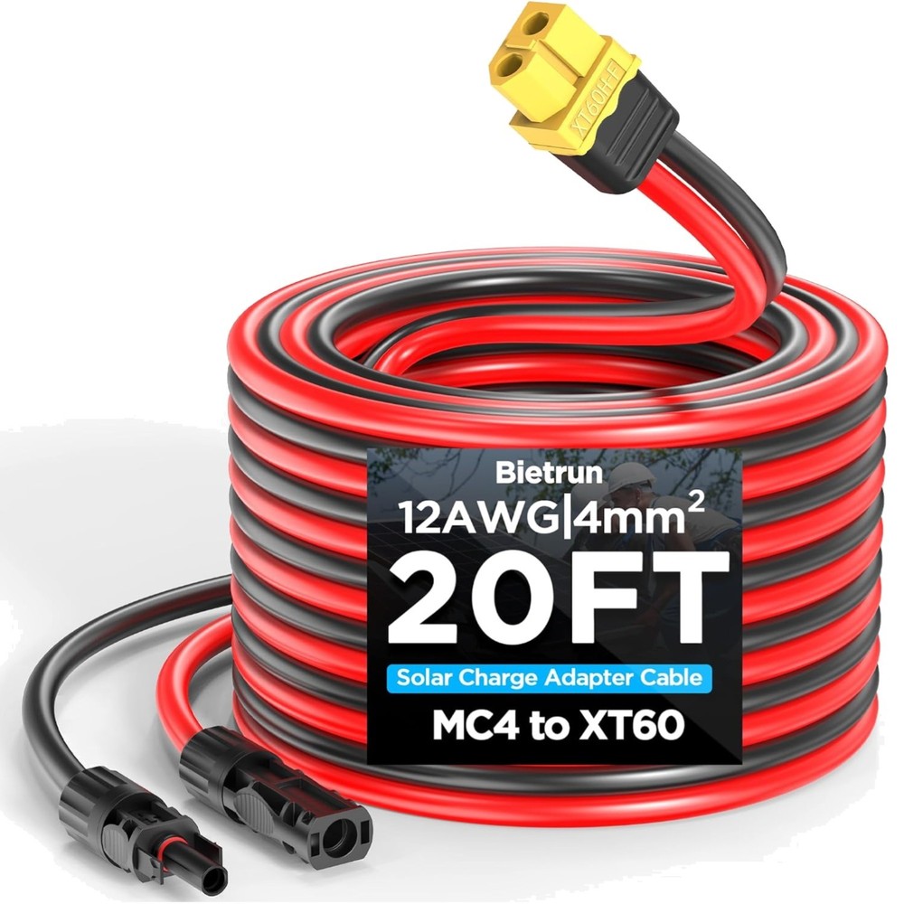 Bietrun MC4 To XT60 Solar Charge Cable 20Ft 12AWG