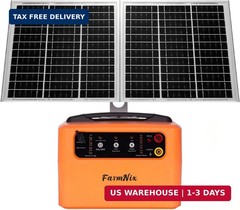 24 Hour Solar Electric Fence Charger, 30 Miles Solar Fence Energizer, 6-12KV Adj