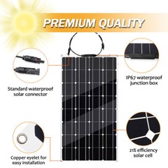 12V 300W Portable Flexible Solar Panel Mono Power RV Camping Home Boat Off-Grid