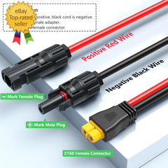 10AWG XT60 Solar Cable- Solar to XT60 Cable 3FT XT60 Charging Adapter for RV Pow