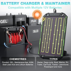 10W 12V Solar Battery Charger Maintainer PRO, Built-in Smart MPPT Charge Cont…