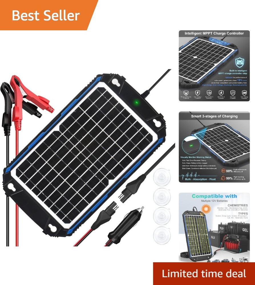 Compact and Efficient 12V Solar Panel Charger & Maintainer with Free Maintenance