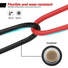 NEW Solar Panel Extension Cable Wire Solar Connectors 10 AWG Gauge Black Red US