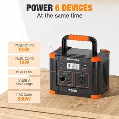 Portable Power Station 300W (Peak 600W), 230.88Wh Solar Generator with 60W US…
