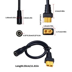 12AWG DC5525 Female to XT60 Female Power Adapter Cable for Model Aircraft