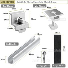Solar Panel Mounting Rail Brackets Connector Kit for Metal/Tin/Flat/Sheet Roof