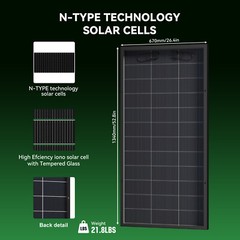 300W 600W 900W 1800W Bifacial N-Type Solar Panel Mono 12V Charging RV Off-Grid