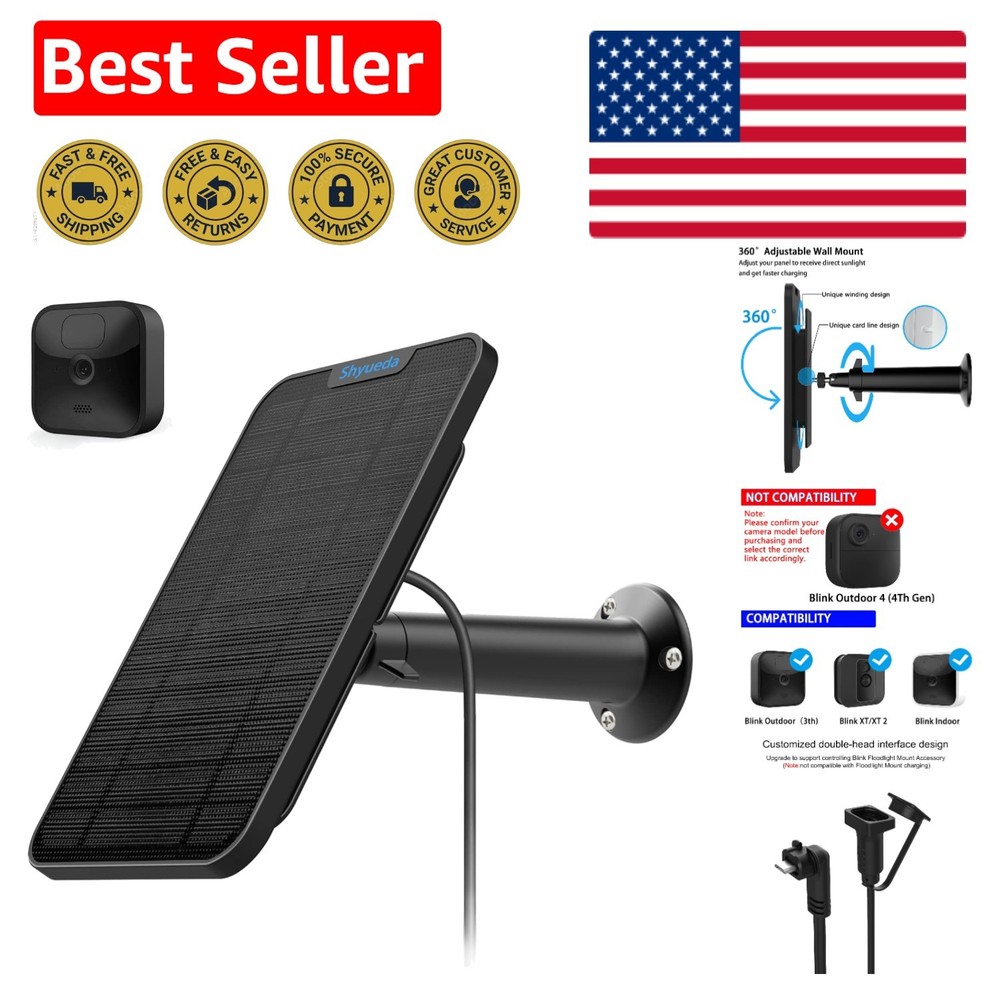 Waterproof Solar Panel for Blink 3rd Gen/XT/XT2 Camera – Quick Charge