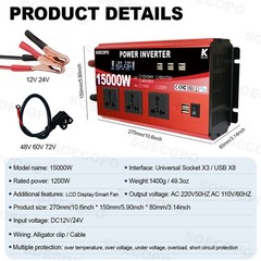 15000W Solar Inverter Kit | 800W Panel + Controller | 12V/24V to 110V/220V