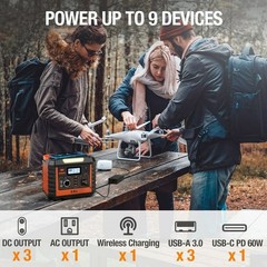 EBL PORTABLE POWER STATION 330W PURE SINE WAVE SOLAR – BLACK/ORANGE