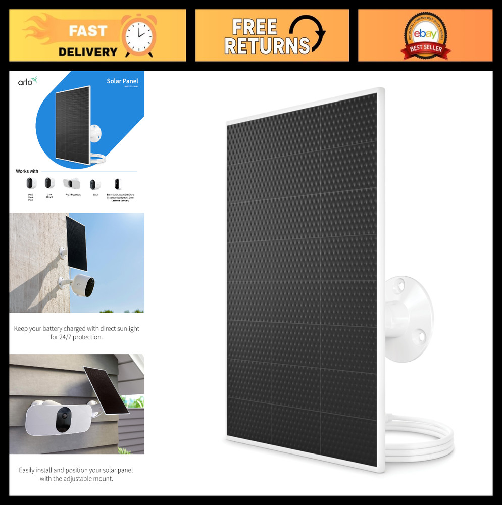 Solar Panel Charger for Security Cameras – Weather Resistant, Easy Install, Comp