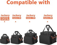 Black Waterproof Nylon Carrying Case for Jackery Explorer 500, Outdoor