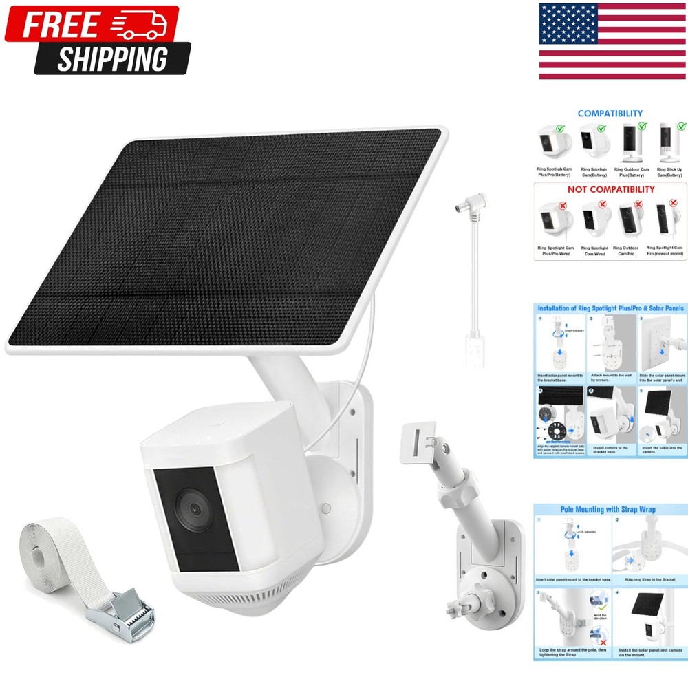 Solar Panel for Ring Camera Spotlight Cam Plus/Pro(Battery) & Stick Up Cam/Pro B