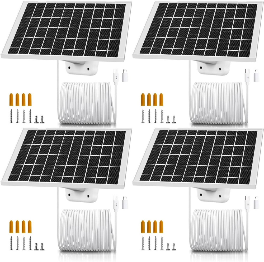 4 Pack 7W USB Type C Solar Panel Charger for Ring Arlo Outdoor Cameras